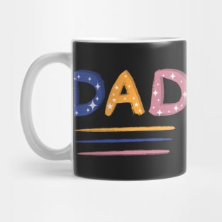 Colorful Dad hand-drawn Lettering on Blue Mug